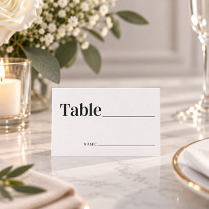 Modern Minimalist Typography Wedding Table Number Place Card