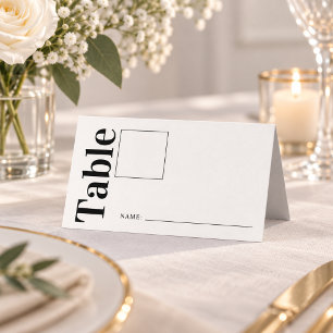 Modern Minimalist Typography Wedding Table Number Place Card