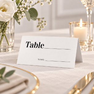Modern Minimalist Typography Wedding Table Number Place Card