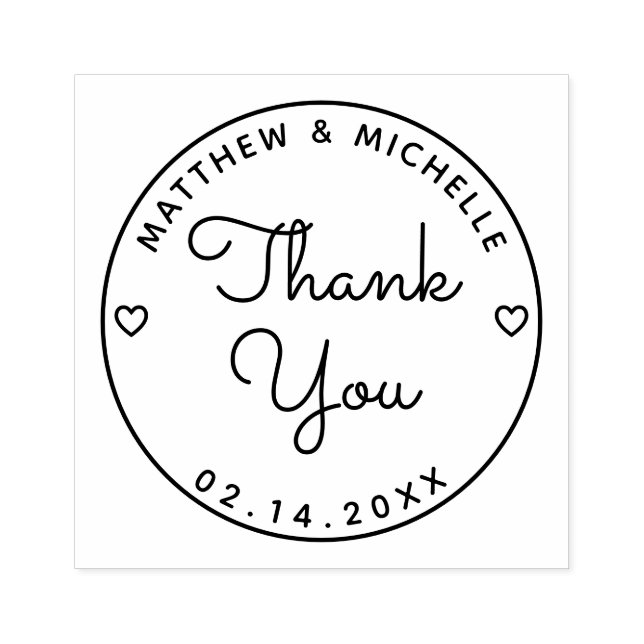 Modern Minimalist Typography Wedding Thank You Rubber Stamp (Imprint)