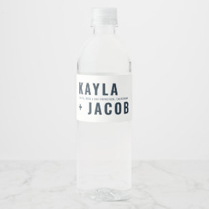 Modern + Minimalist Typography Wedding Water Bottle Label