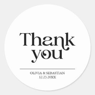 Modern Minimalist Typography White Wedding Classic Round Sticker