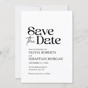 Modern Minimalist Typography White Wedding Save The Date