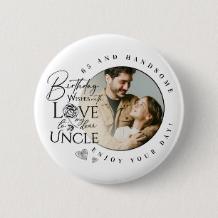 Modern Minimalist Uncle Typography Photo 6 Cm Round Badge