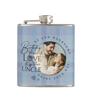 Modern Minimalist Uncle Typography Photo Hip Flask