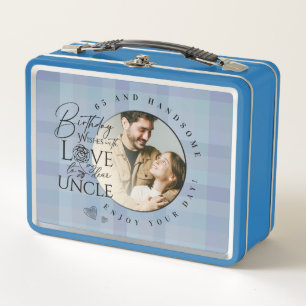 Modern Minimalist Uncle Typography Photo Metal Lunch Box
