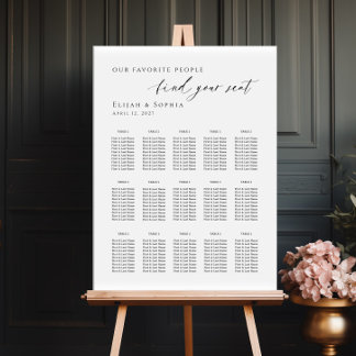 Modern minimalist up to 15 tables seating plan poster