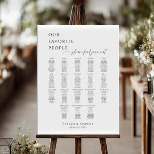 Modern minimalist up to 18 tables seating plan poster