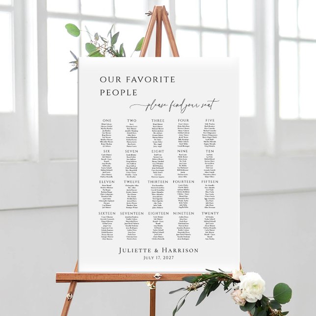 Modern minimalist up to 20 tables seating plan poster (Creator Uploaded)