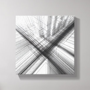 Modern Minimalist Urban Wireframe - Abstract 3D  Canvas Print
