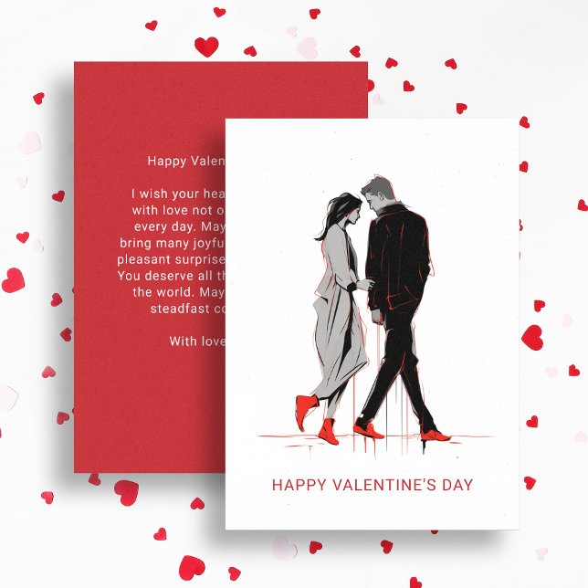 Modern Minimalist Valentine's Day Couple in Love Holiday Card (Creator Uploaded)