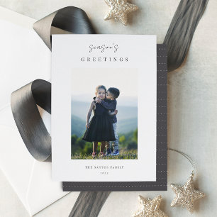 Modern Minimalist Vertical Christmas Photo Holiday Card