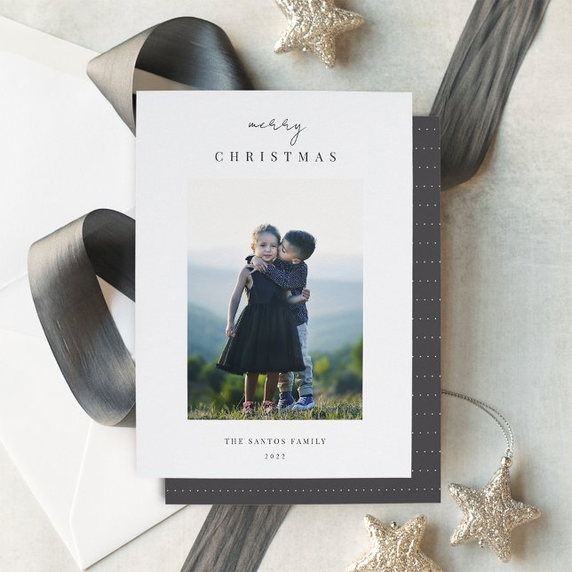 Modern Minimalist Vertical Christmas Photo Holiday Card (Creator Uploaded)