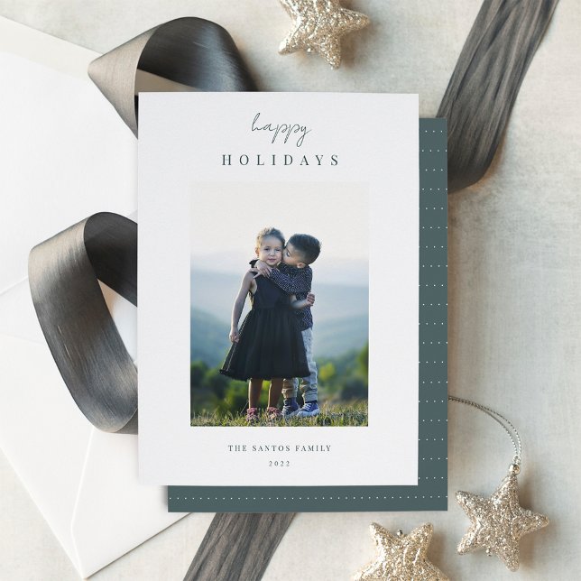 Modern Minimalist Vertical Christmas Photo Holiday Card (Creator Uploaded)