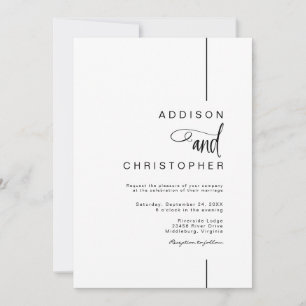 Modern Minimalist Vertical Line Wedding Invitation