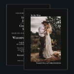Modern Minimalist Vertical Photo Black Wedding Invitation<br><div class="desc">This beautiful classic black wedding invitation is modern, minimalist, and simple. It features a vertical or portrait orientated design with your photo on the front surrounded by the caption "To Be Wed" and your names. The back has all of the standard wedding invitation wording along with an optional space for...</div>