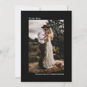 Modern Minimalist Vertical Photo Black Wedding Invitation