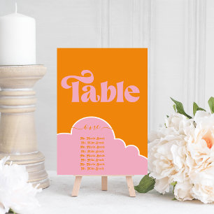 Modern Minimalist Vibrant Orange and Pink Table In Invitation