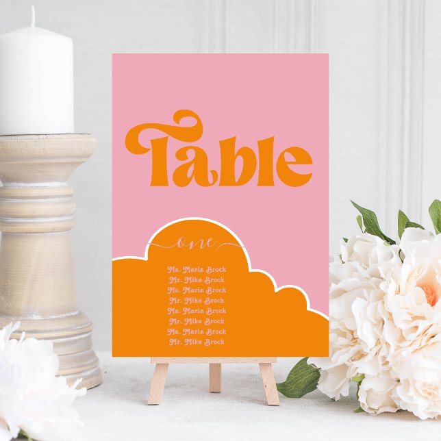 Modern Minimalist Vibrant Orange and Pink Table Invitation (Creator Uploaded)