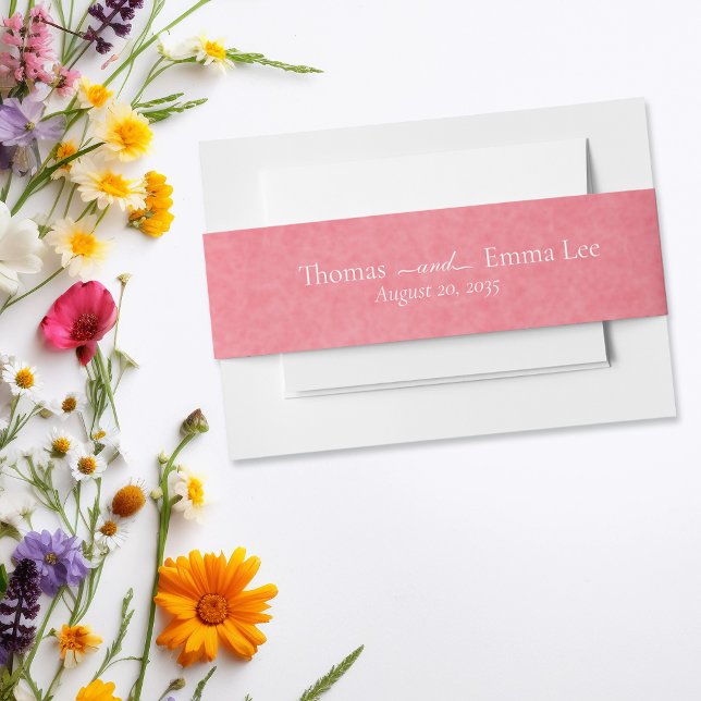 Modern Minimalist Vibrant Pink White Monogram Invitation Belly Band (Creator Uploaded)