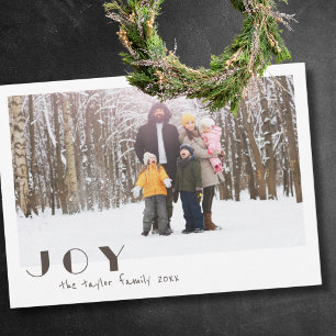 Modern Minimalist Vintage Joy religious Photo Holiday Card