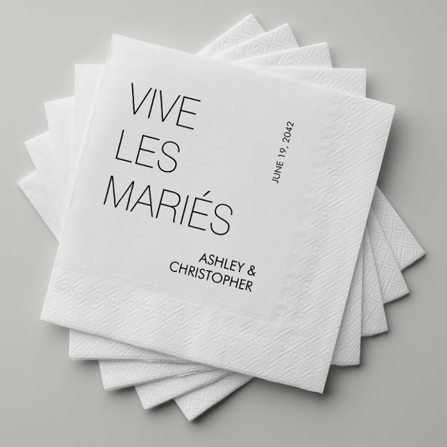 Modern Minimalist "Vive Les Mariés" Wedding Napkin (Creator Uploaded)