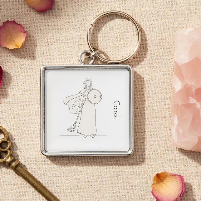 Modern Minimalist Warrior Mum Line Art  Key Ring (Creator Uploaded)