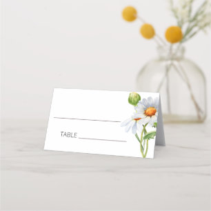 Modern Minimalist Watercolol Daisy Wedding Place Card