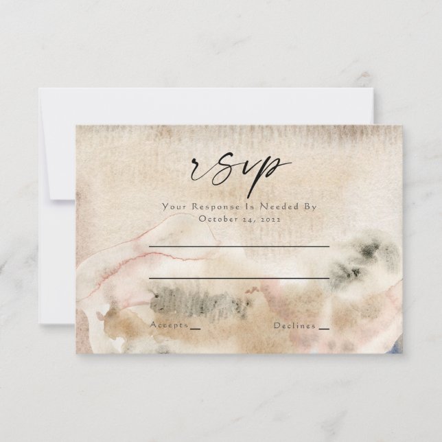Modern Minimalist Watercolor Photo Wedding  RSVP Card (Front)