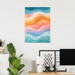 Modern Minimalist Wave Poster • Neutral Abstract