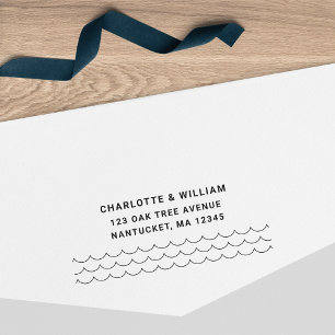 Modern Minimalist Waves Return Address Self-inking Stamp
