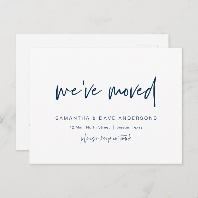 Modern minimalist, we have moved, Announcement Pos Postcard (Front/Back)