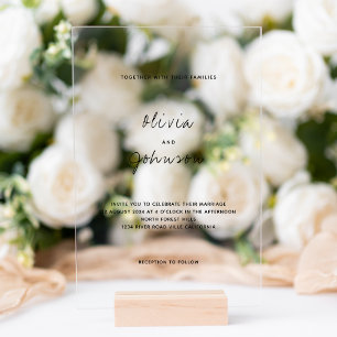 Modern Minimalist Wedding Acrylic Invitations