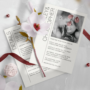 Modern Minimalist Wedding All-in-One B&W Photo Invitation