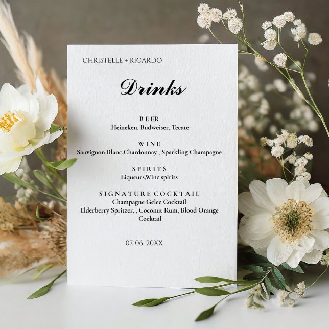 Modern Minimalist wedding bar menu,drink wedding  Pedestal Sign (Creator Uploaded)
