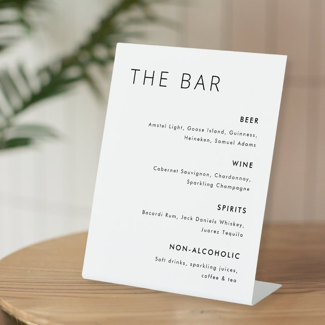 Modern Minimalist Wedding Bar Menu Pedestal Sign (Creator Uploaded)