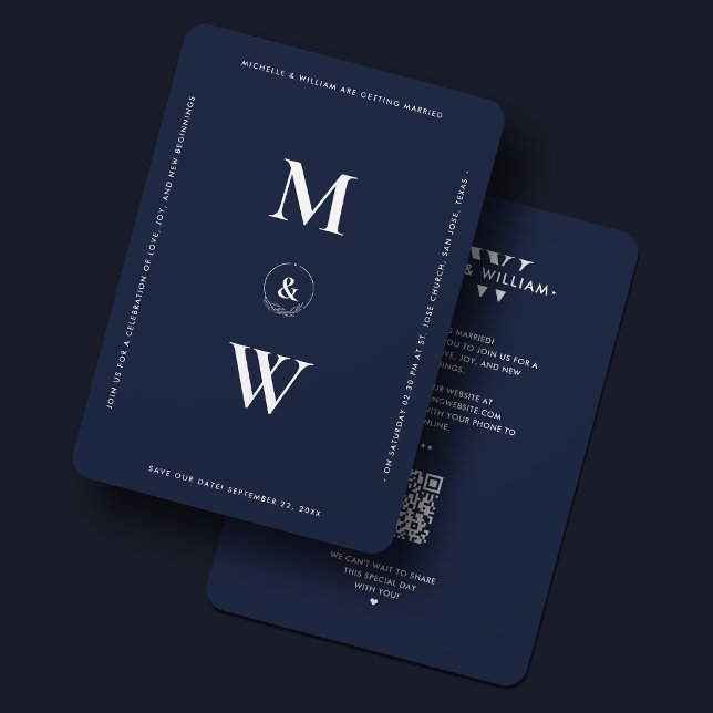 Modern Minimalist Wedding Budget Monogram Navy Save The Date (Modern Minimalist Wedding Budget Monogram Navy Save The Date
)