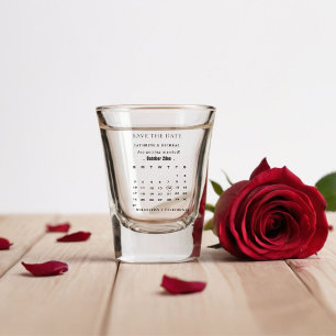 Modern Minimalist Wedding Calendar save the date Shot Glass