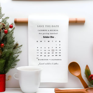 Modern Minimalist Wedding Calendar save the date Tea Towel