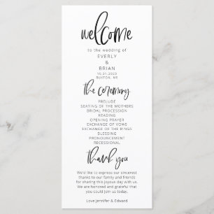 Modern Minimalist Wedding Ceremony Program Programme