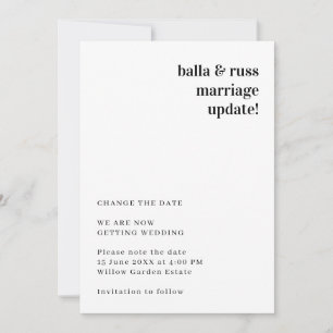 Modern Minimalist Wedding Change of Plans Announcement