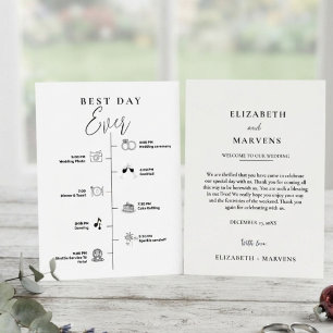 Modern Minimalist wedding day Events Timeline Programme