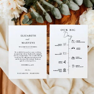 Modern Minimalist wedding day  Events Timeline  Programme