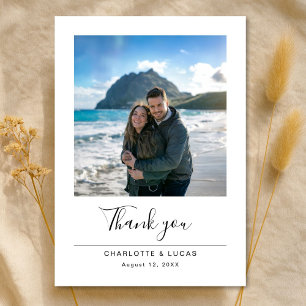 Modern Minimalist Wedding Destination Beach Photo Thank You Card