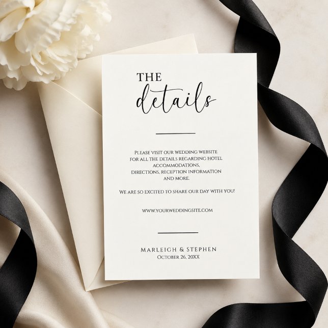 Modern Minimalist Wedding Details Card (Creator Uploaded)