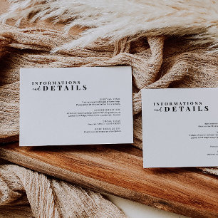  Modern Minimalist Wedding Details Card