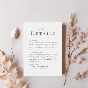 Modern Minimalist Wedding Details Card