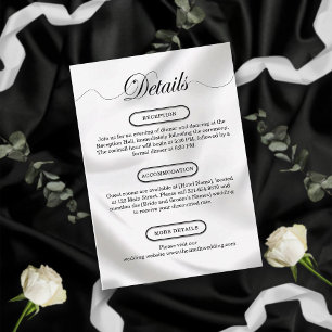 Modern Minimalist Wedding Details Elegant White Enclosure Card