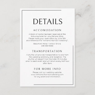 Modern Minimalist Wedding Details  Enclosure Card