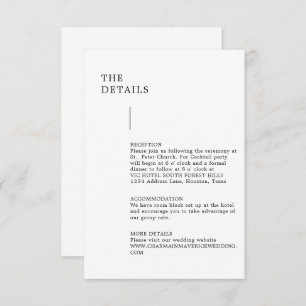 Modern Minimalist Wedding Details Enclosure Card